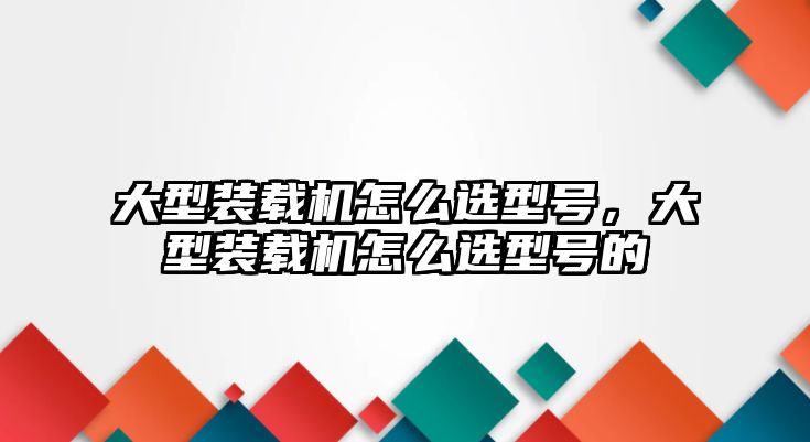 大型裝載機怎么選型號，大型裝載機怎么選型號的