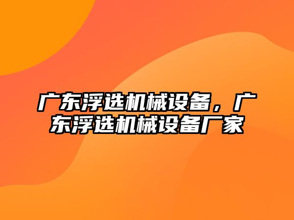 廣東浮選機械設(shè)備，廣東浮選機械設(shè)備廠家