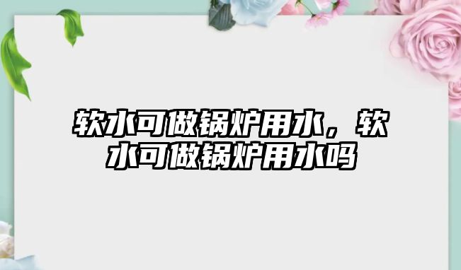 軟水可做鍋爐用水，軟水可做鍋爐用水嗎