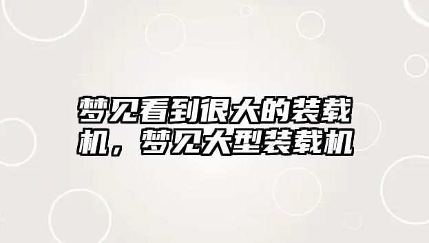 夢(mèng)見(jiàn)看到很大的裝載機(jī)，夢(mèng)見(jiàn)大型裝載機(jī)