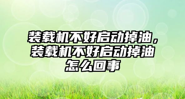 裝載機不好啟動掉油，裝載機不好啟動掉油怎么回事