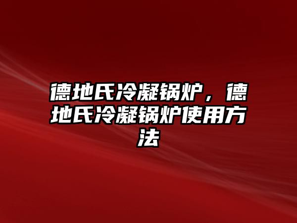 德地氏冷凝鍋爐，德地氏冷凝鍋爐使用方法