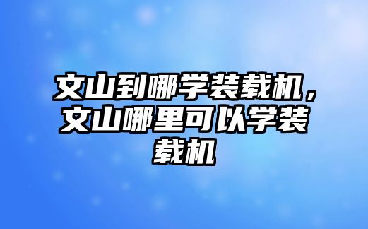 文山到哪學(xué)裝載機，文山哪里可以學(xué)裝載機