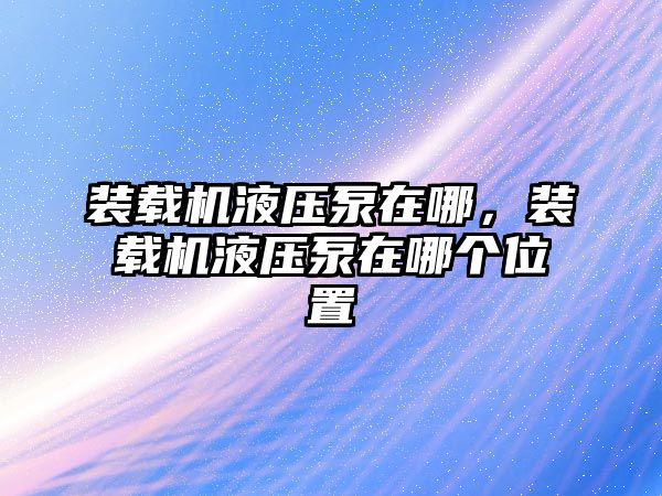 裝載機(jī)液壓泵在哪，裝載機(jī)液壓泵在哪個(gè)位置