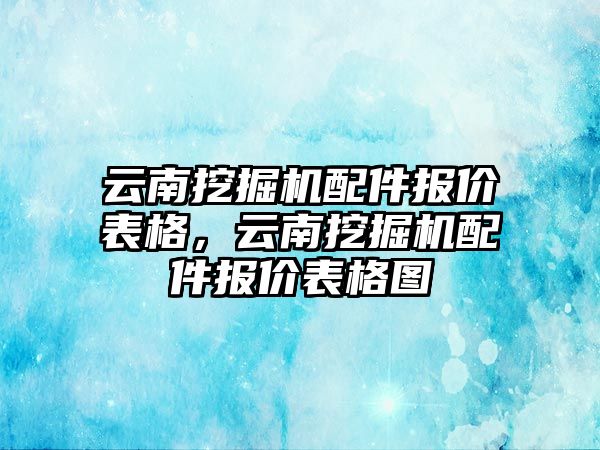 云南挖掘機配件報價表格，云南挖掘機配件報價表格圖