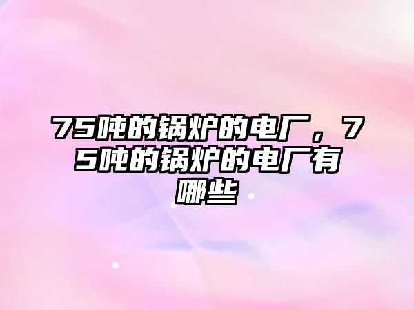 75噸的鍋爐的電廠，75噸的鍋爐的電廠有哪些