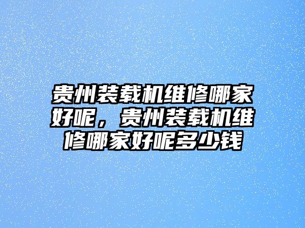 貴州裝載機維修哪家好呢，貴州裝載機維修哪家好呢多少錢