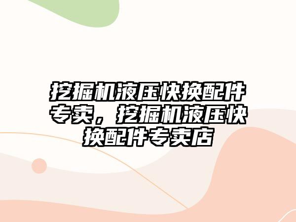 挖掘機液壓快換配件專賣，挖掘機液壓快換配件專賣店