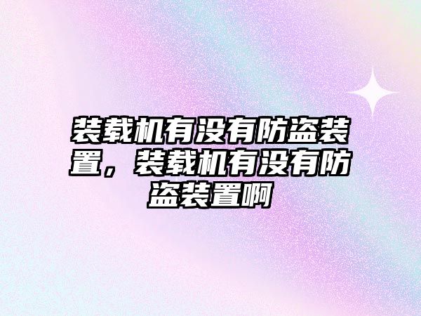 裝載機有沒有防盜裝置，裝載機有沒有防盜裝置啊