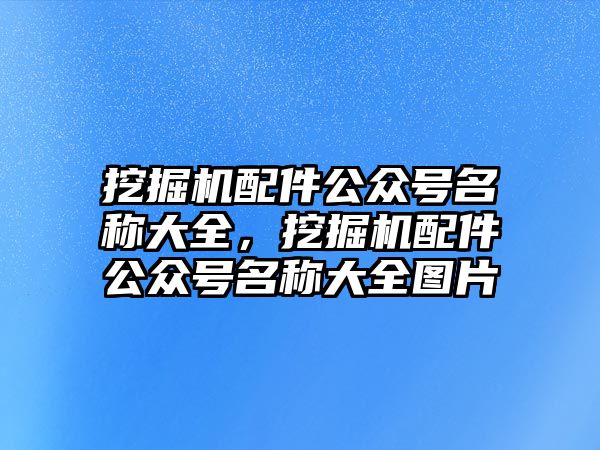 挖掘機(jī)配件公眾號名稱大全，挖掘機(jī)配件公眾號名稱大全圖片