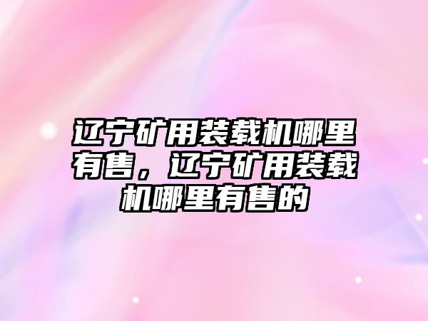 遼寧礦用裝載機哪里有售，遼寧礦用裝載機哪里有售的