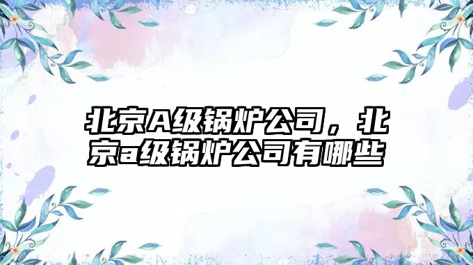 北京A級鍋爐公司，北京a級鍋爐公司有哪些