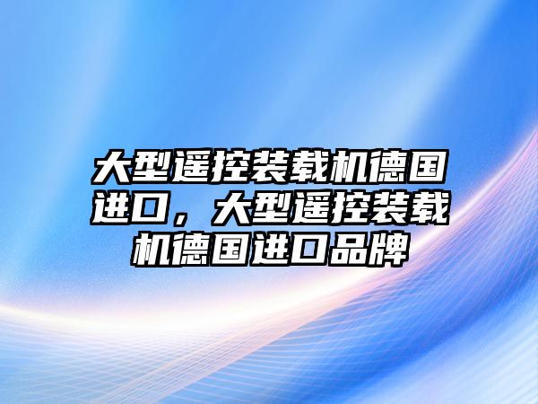 大型遙控裝載機德國進口，大型遙控裝載機德國進口品牌