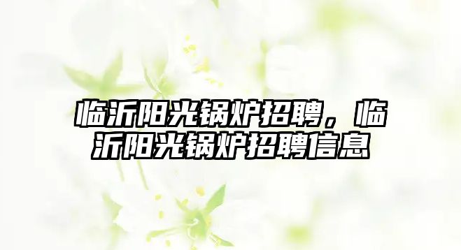 臨沂陽(yáng)光鍋爐招聘，臨沂陽(yáng)光鍋爐招聘信息