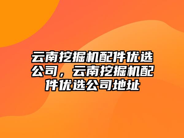 云南挖掘機配件優(yōu)選公司，云南挖掘機配件優(yōu)選公司地址