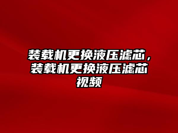 裝載機更換液壓濾芯，裝載機更換液壓濾芯視頻