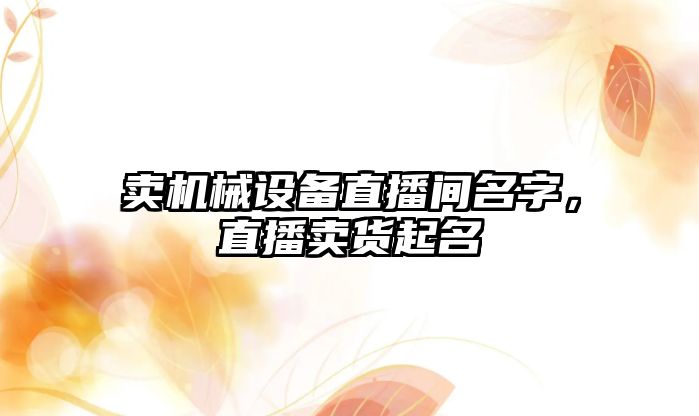 賣機械設備直播間名字，直播賣貨起名