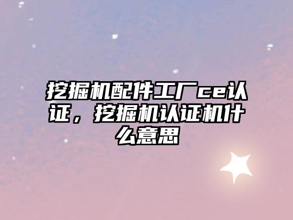 挖掘機配件工廠ce認證，挖掘機認證機什么意思