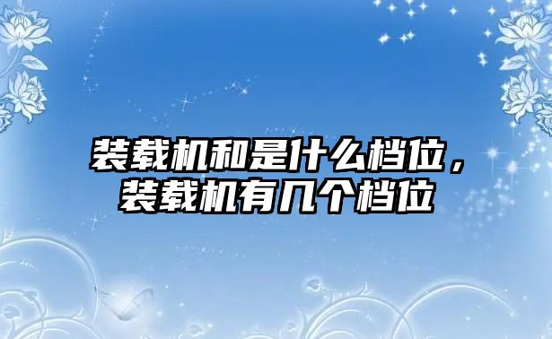 裝載機(jī)和是什么檔位，裝載機(jī)有幾個(gè)檔位