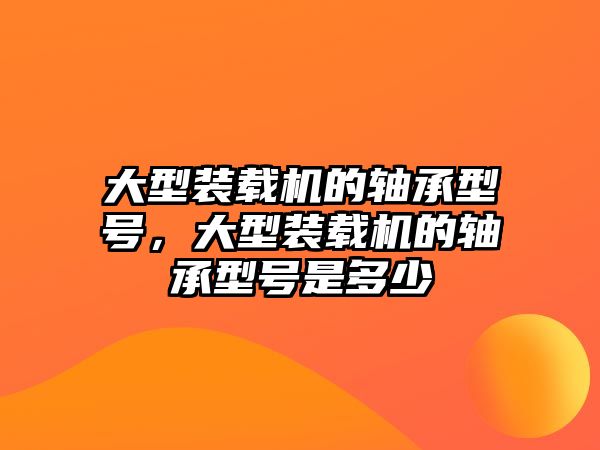 大型裝載機的軸承型號，大型裝載機的軸承型號是多少