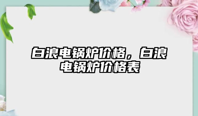 白浪電鍋爐價格，白浪電鍋爐價格表