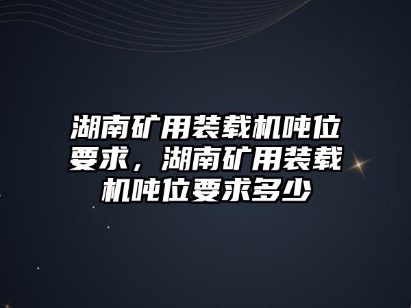 湖南礦用裝載機(jī)噸位要求，湖南礦用裝載機(jī)噸位要求多少