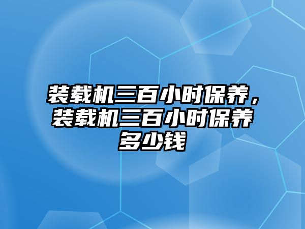 裝載機(jī)三百小時(shí)保養(yǎng)，裝載機(jī)三百小時(shí)保養(yǎng)多少錢