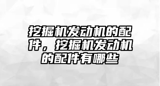 挖掘機發(fā)動機的配件，挖掘機發(fā)動機的配件有哪些