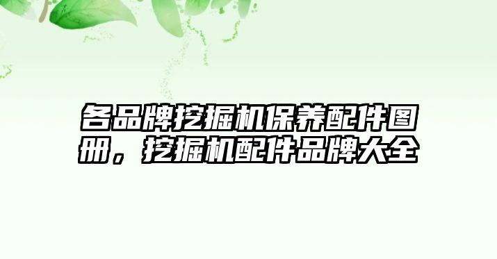 各品牌挖掘機保養(yǎng)配件圖冊，挖掘機配件品牌大全