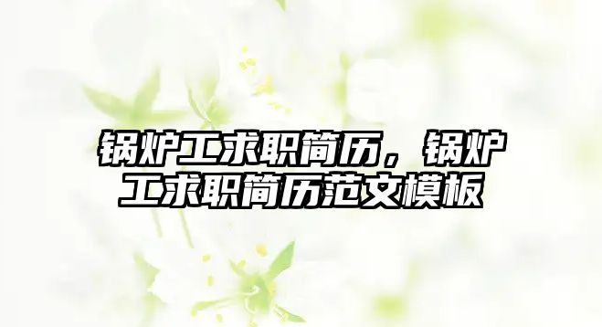 鍋爐工求職簡(jiǎn)歷，鍋爐工求職簡(jiǎn)歷范文模板