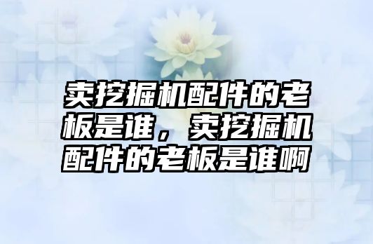 賣挖掘機配件的老板是誰，賣挖掘機配件的老板是誰啊