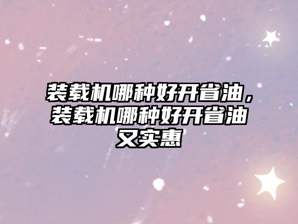 裝載機哪種好開省油，裝載機哪種好開省油又實惠