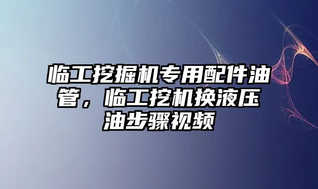 臨工挖掘機(jī)專用配件油管，臨工挖機(jī)換液壓油步驟視頻