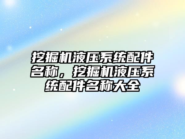 挖掘機液壓系統(tǒng)配件名稱，挖掘機液壓系統(tǒng)配件名稱大全