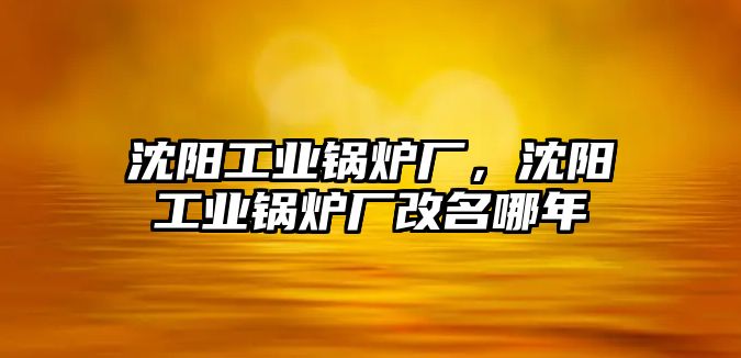 沈陽工業(yè)鍋爐廠，沈陽工業(yè)鍋爐廠改名哪年