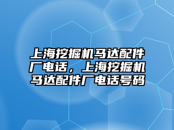 上海挖掘機馬達配件廠電話，上海挖掘機馬達配件廠電話號碼