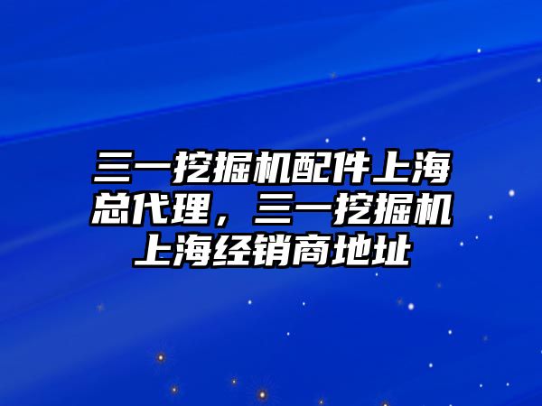 三一挖掘機(jī)配件上?？偞?，三一挖掘機(jī)上海經(jīng)銷商地址