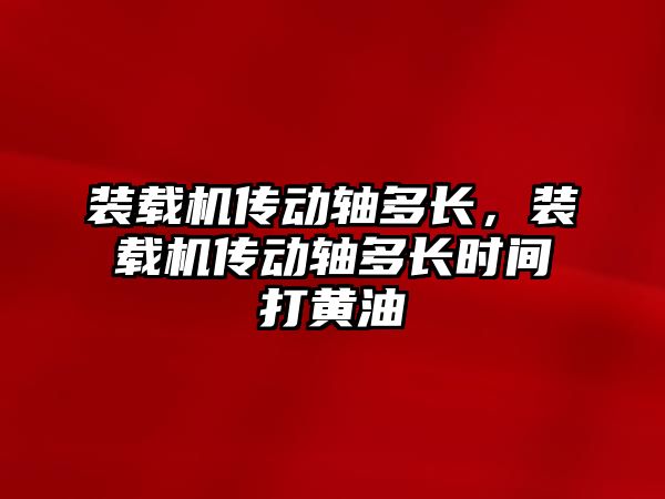 裝載機傳動軸多長，裝載機傳動軸多長時間打黃油