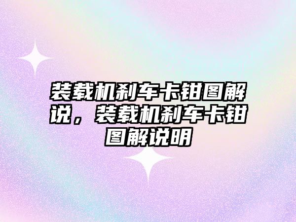 裝載機剎車卡鉗圖解說，裝載機剎車卡鉗圖解說明