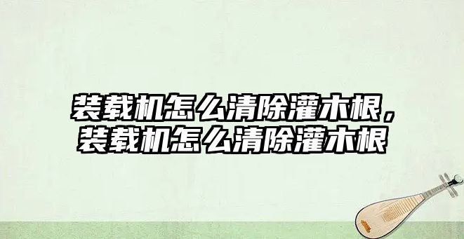 裝載機怎么清除灌木根，裝載機怎么清除灌木根