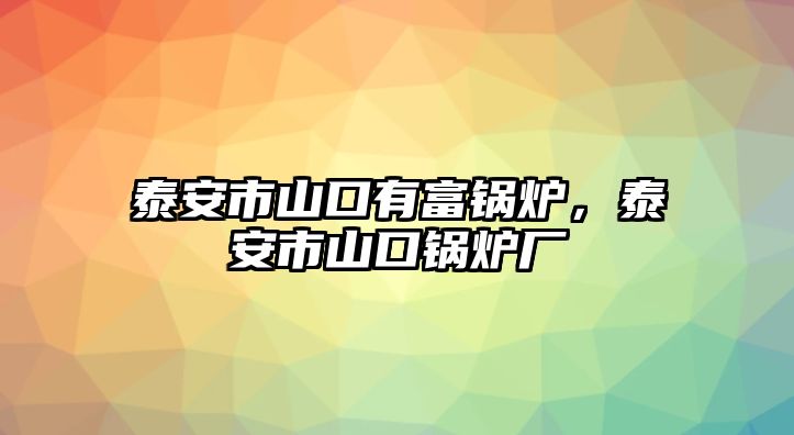 泰安市山口有富鍋爐，泰安市山口鍋爐廠