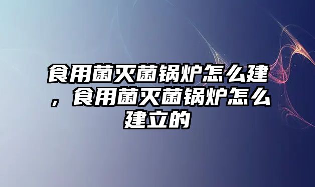 食用菌滅菌鍋爐怎么建，食用菌滅菌鍋爐怎么建立的