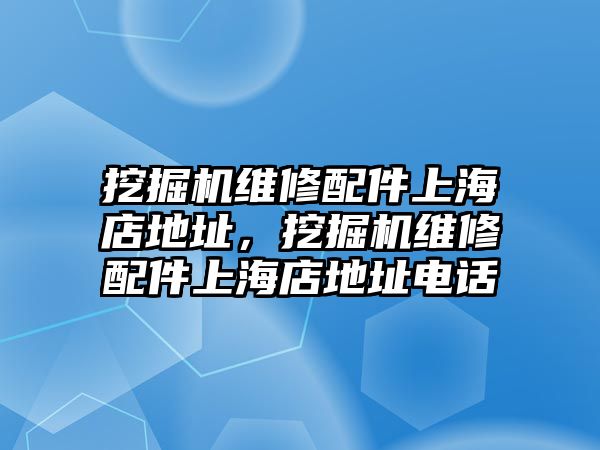 挖掘機(jī)維修配件上海店地址，挖掘機(jī)維修配件上海店地址電話