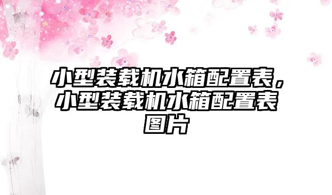 小型裝載機(jī)水箱配置表，小型裝載機(jī)水箱配置表圖片