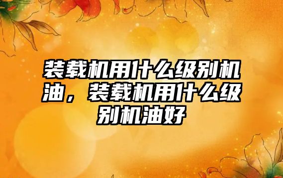 裝載機(jī)用什么級(jí)別機(jī)油，裝載機(jī)用什么級(jí)別機(jī)油好