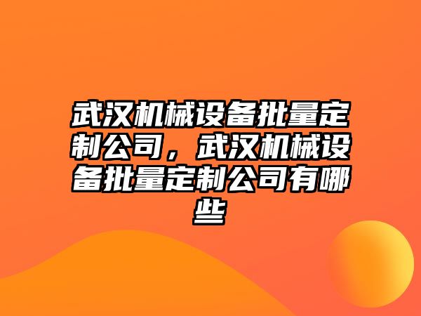 武漢機械設(shè)備批量定制公司，武漢機械設(shè)備批量定制公司有哪些