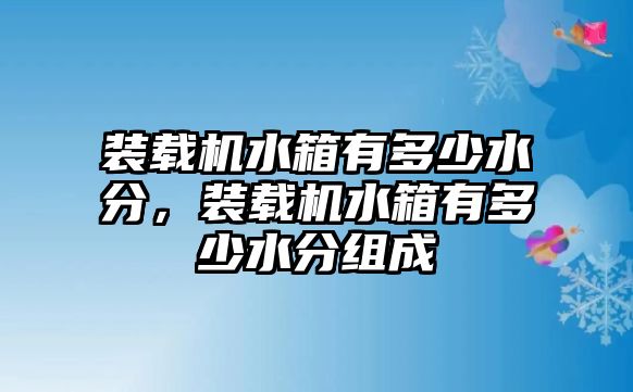 裝載機(jī)水箱有多少水分，裝載機(jī)水箱有多少水分組成