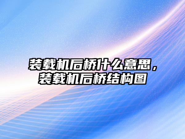 裝載機后橋什么意思，裝載機后橋結構圖