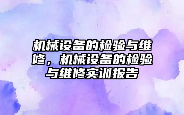 機械設(shè)備的檢驗與維修，機械設(shè)備的檢驗與維修實訓(xùn)報告