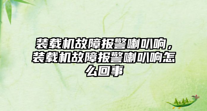 裝載機(jī)故障報警喇叭響，裝載機(jī)故障報警喇叭響怎么回事